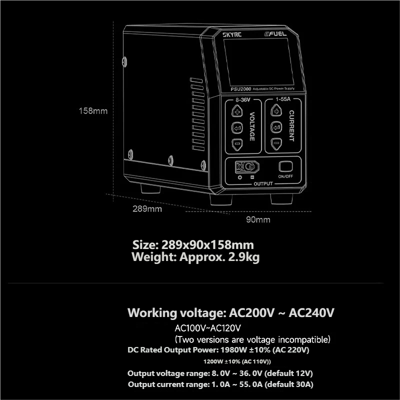 SKYRC PSU2000 1980W 조정 가능한 DC  - Drone Rc Drone 리뷰 및 가격
