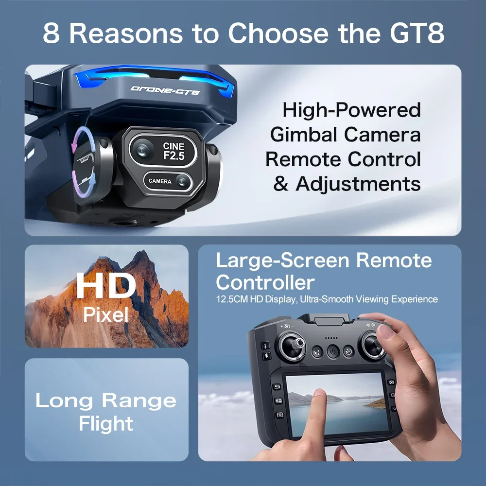 GT8 드론 4K HD 카메라 장애물 회피 항공 사진  - Drone Gt8 Rc 리뷰 및 가격